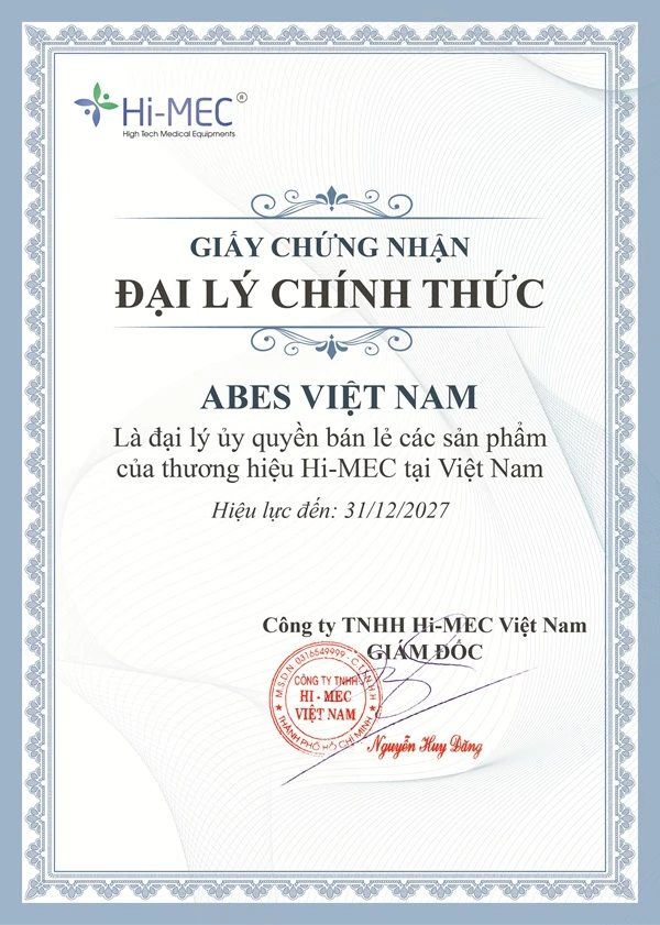 Chứng nhận ABES Việt Nam - Đại lý ủy quyền bán lẻ sản phẩm thương hiệu Hi-MEC