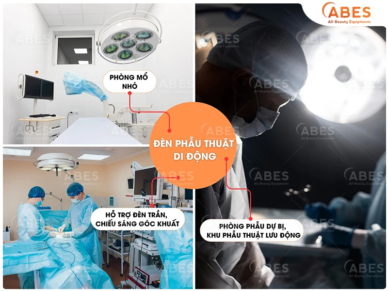 Đèn phẫu thuật di động được ứng dụng phổ biến tại không gian phòng mổ nhỏ, hẹp