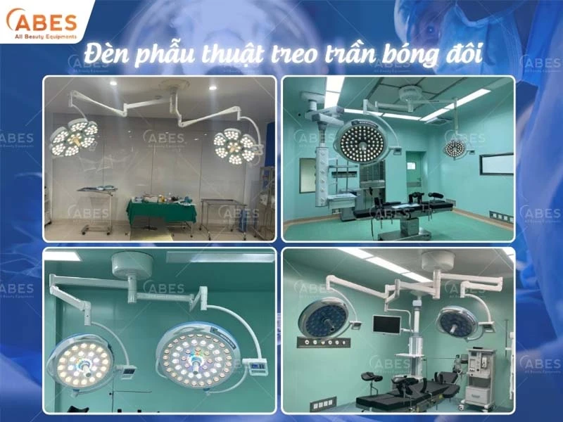 Đèn mổ treo trần 2 nhánh (đèn mổ treo trần bóng đôi)