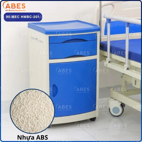 Tủ đầu giường bệnh nhân Hi-MEC được làm từ nhựa ABS an toàn trong y tế
