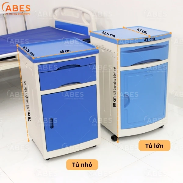 Kích thước tủ đầu giường y tế (tủ lớn - tủ nhỏ)