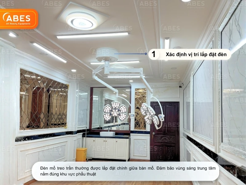 Xác định chính xác vị trí lắp đặt đèn mổ treo trần