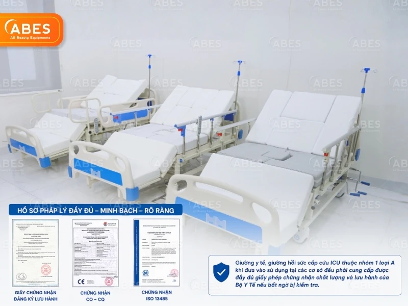 Giường cấp cứu đạt chứng nhận và giấy phép lưu hành