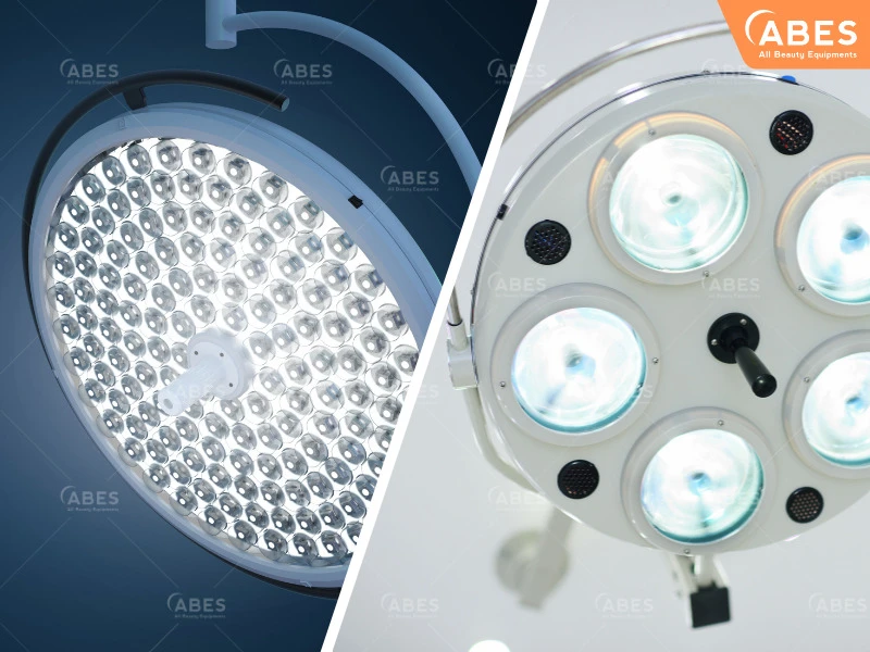 Đèn phẫu thuật treo tường sử dụng công nghệ LED hoặc Halogen để cung cấp ánh sáng