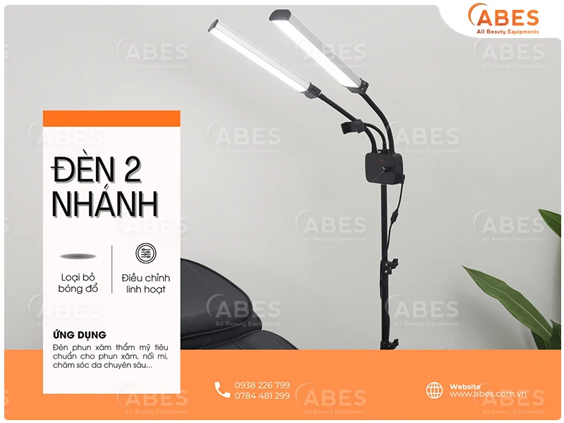 Đèn 2 nhánh thông dụng trong ngành làm đẹp & thẩm mỹ