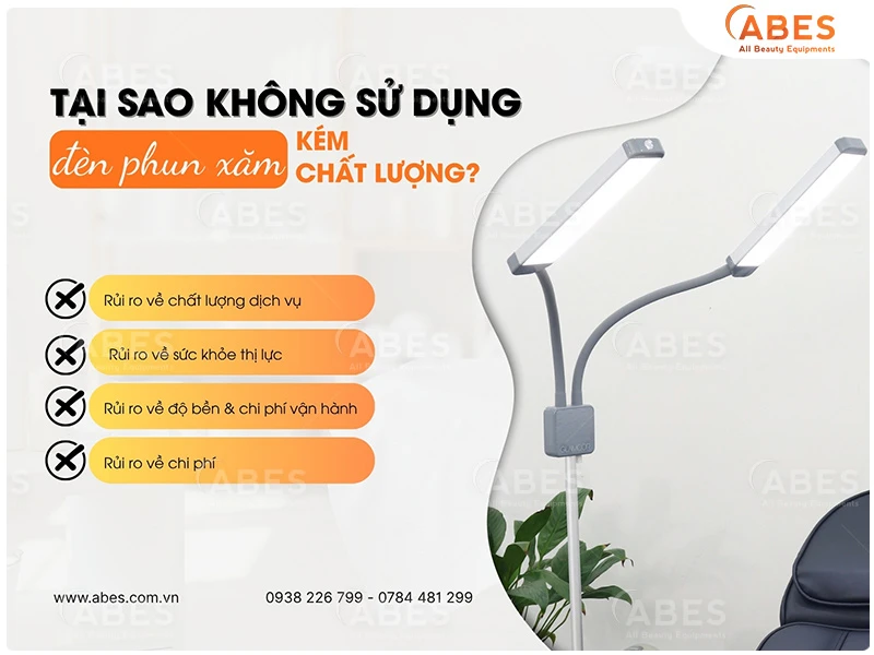 Rủi ro khi sử dụng đèn phun xăm kém chất lượng