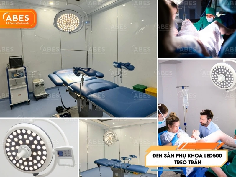 Đèn khám sản phụ khoa LED500 treo trần, thuận tiện để lắp đặt ở những phòng khám hiện đại