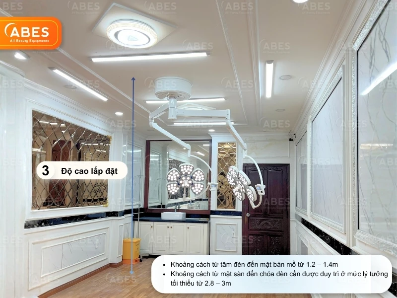 Độ cao lắp đặt treo trần đạt tiêu chuẩn