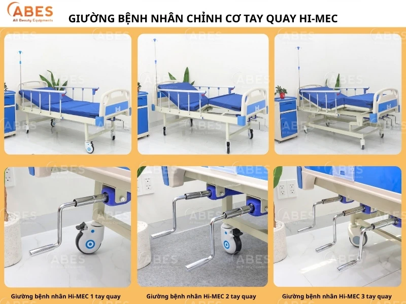 ABES cung cấp giường bệnh nhân chỉnh cơ 1 tay quay, 2 tay quay, 3 tay quay