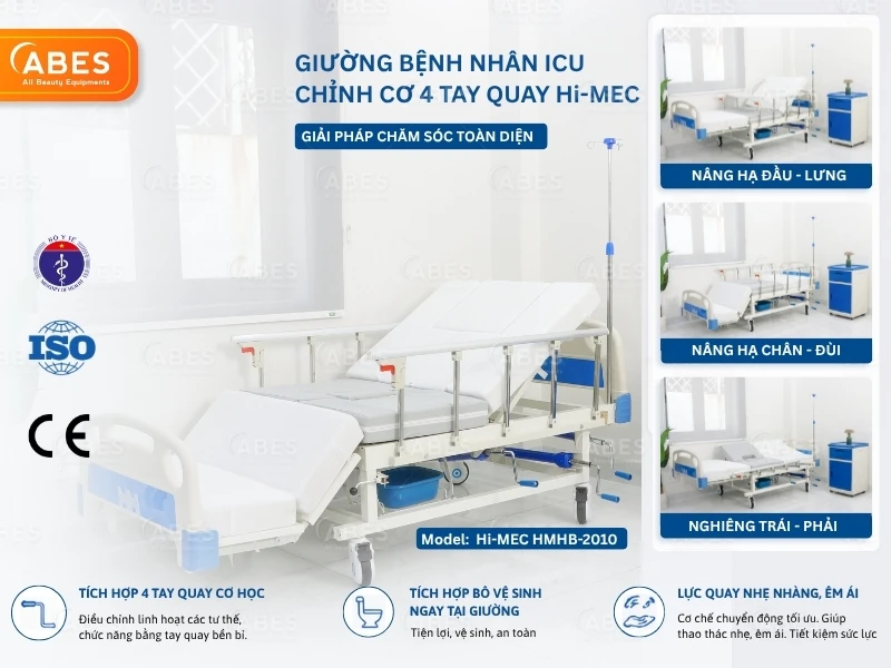 Giường cấp cứu ICU chỉnh cơ 4 tay quay - Giải pháp chăm sóc toàn diện
