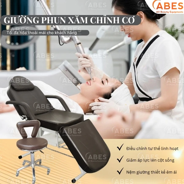 Giường phun xăm chỉnh cơ Hi-MEC - Mang lại cảm giác thoải mái cho khách hàng