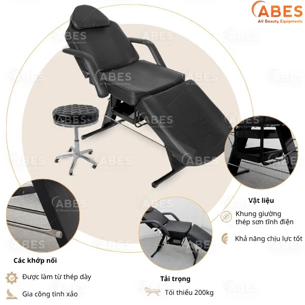 Khung giường phun xăm thẩm mỹ chỉnh cơ thiết kế chắc chắn