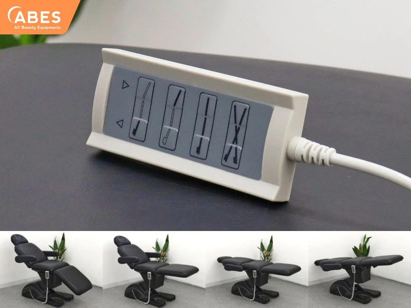 Giường phun xăm chỉnh điện 3 chức năng: Nâng/hạ lưng, nâng/hạ chân, nâng/hạ chiều cao, nghiêng toàn bộ