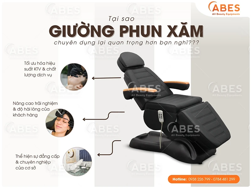 Tầm quan trọng của việc đầu tư giường phun xăm chuyên dụng