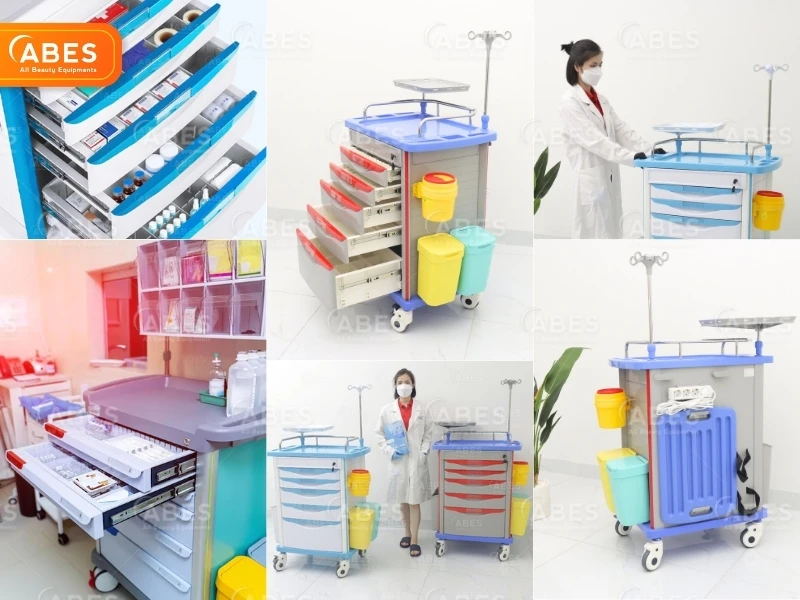 Xe đẩy thuốc cấp cứu Hi-MEC là một giải pháp tích hợp vượt trội, sử dụng phổ biến trong phòng mổ