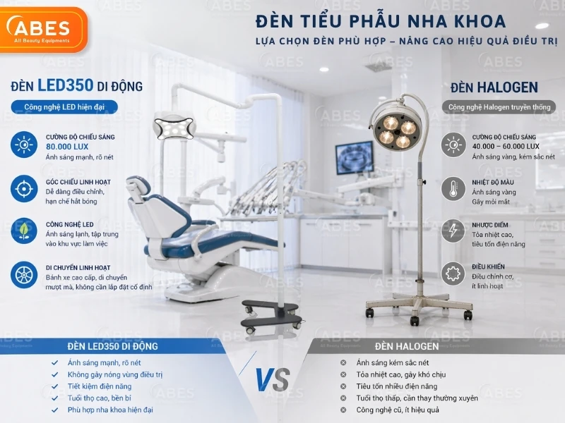 So sánh đèn tiểu phẫu LED và đèn tiểu phẫu Halogen