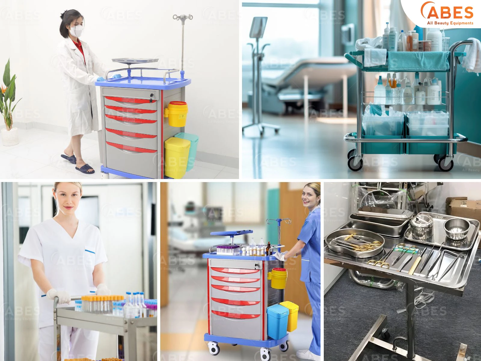 Xe đẩy dụng cụ y tế được ứng dụng tại nhiều bệnh viện, phòng khám, cơ sở khám chữa bệnh