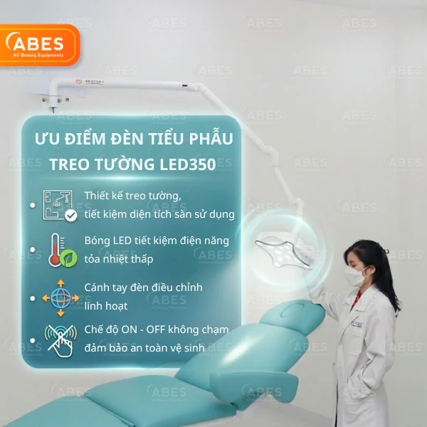 Đèn tiểu phẫu treo tường LED350 - Mẫu đèn tiểu phẫu lý tưởng cho phòng khám