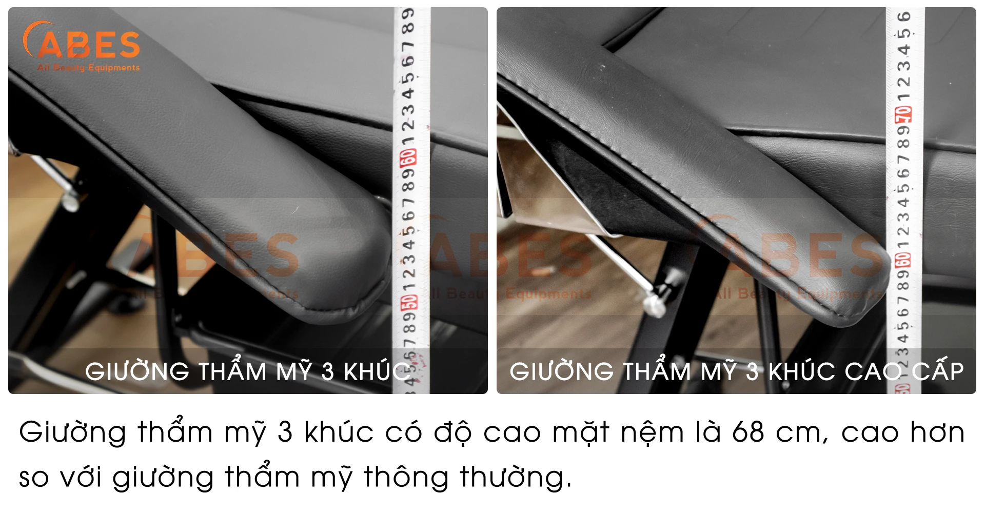 Giường thẩm mỹ 3 khúc với chiều cao mặt nê